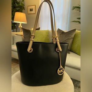 Michael Kors black leather small tote purse